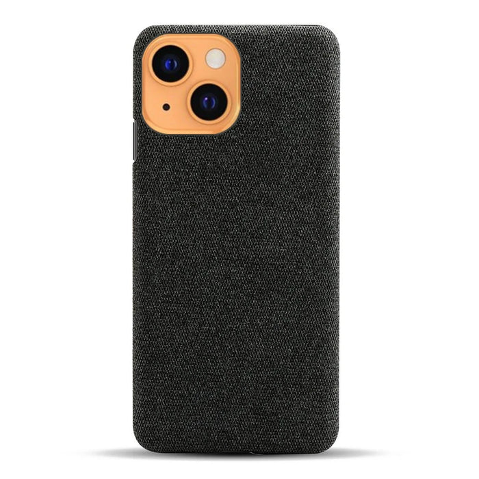 Solid Color Cloth Coated PC Phone Case for iPhone 13 mini 5.4 inch - Black - 5