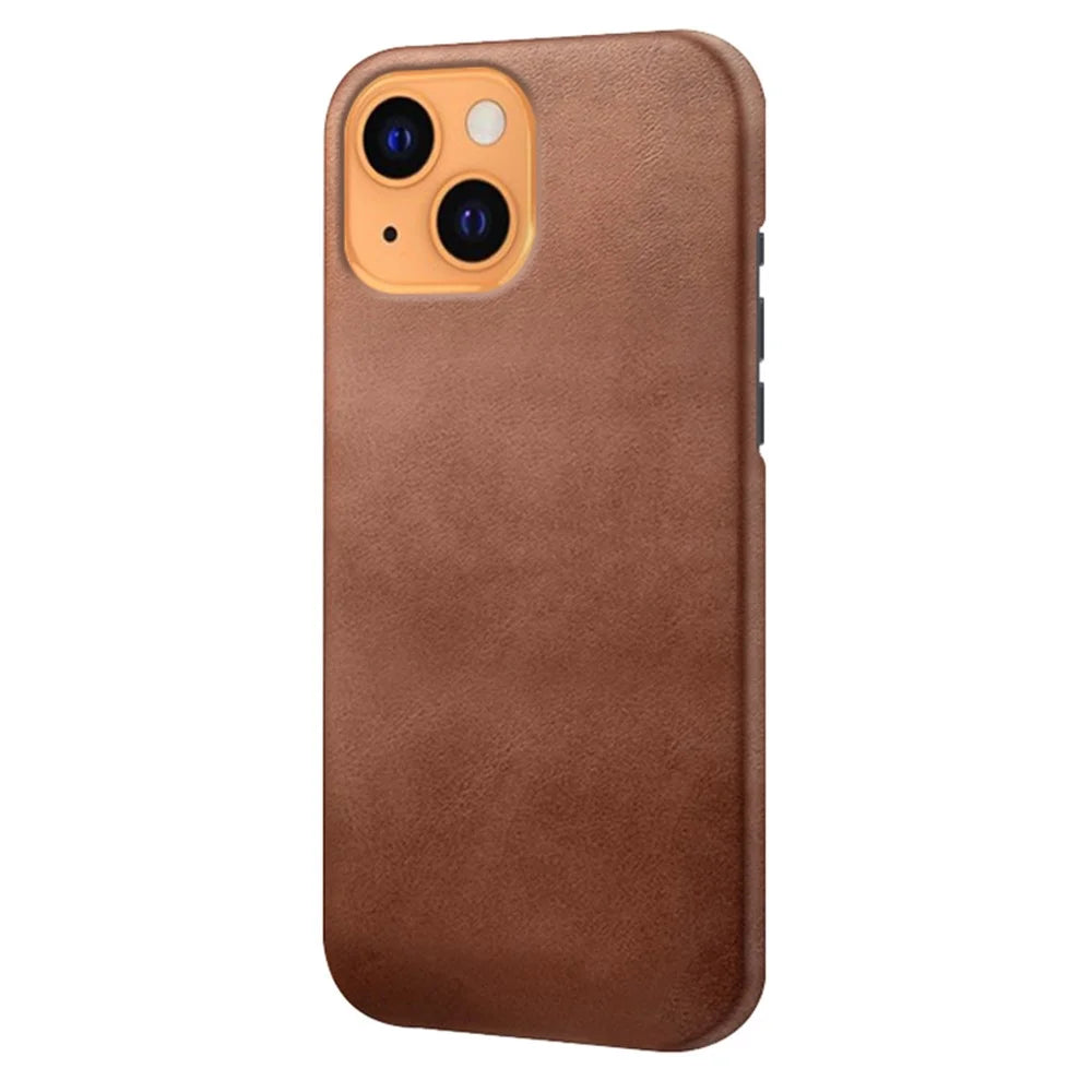 PU Leather Coated PC Phone Case for iPhone 13 mini 5.4-inch - Brown - 2