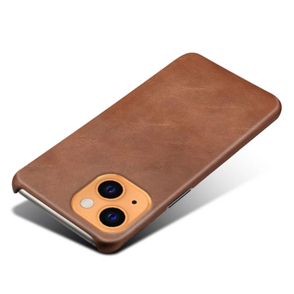 PU Leather Coated PC Phone Case for iPhone 13 mini 5.4-inch - Brown - 3