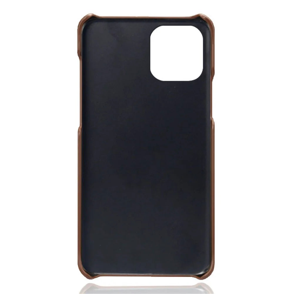 PU Leather Coated PC Phone Case for iPhone 13 mini 5.4-inch - Brown - 4