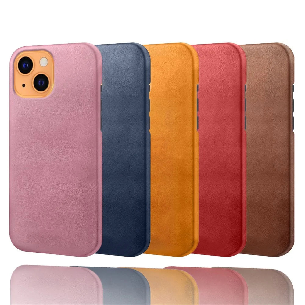 PU Leather Coated PC Phone Case for iPhone 13 mini 5.4-inch - Brown - 5