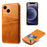 PU Leather + PC Combo Case for iPhone 13 mini 5.4 inch, Anti-Scratch Protective Hard Shell Back Cover with Dual Card Slots - Orange - 1