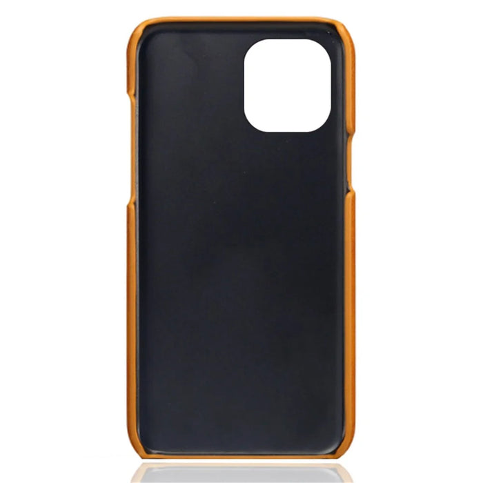 PU Leather + PC Combo Case for iPhone 13 mini 5.4 inch, Anti-Scratch Protective Hard Shell Back Cover with Dual Card Slots - Orange - 4
