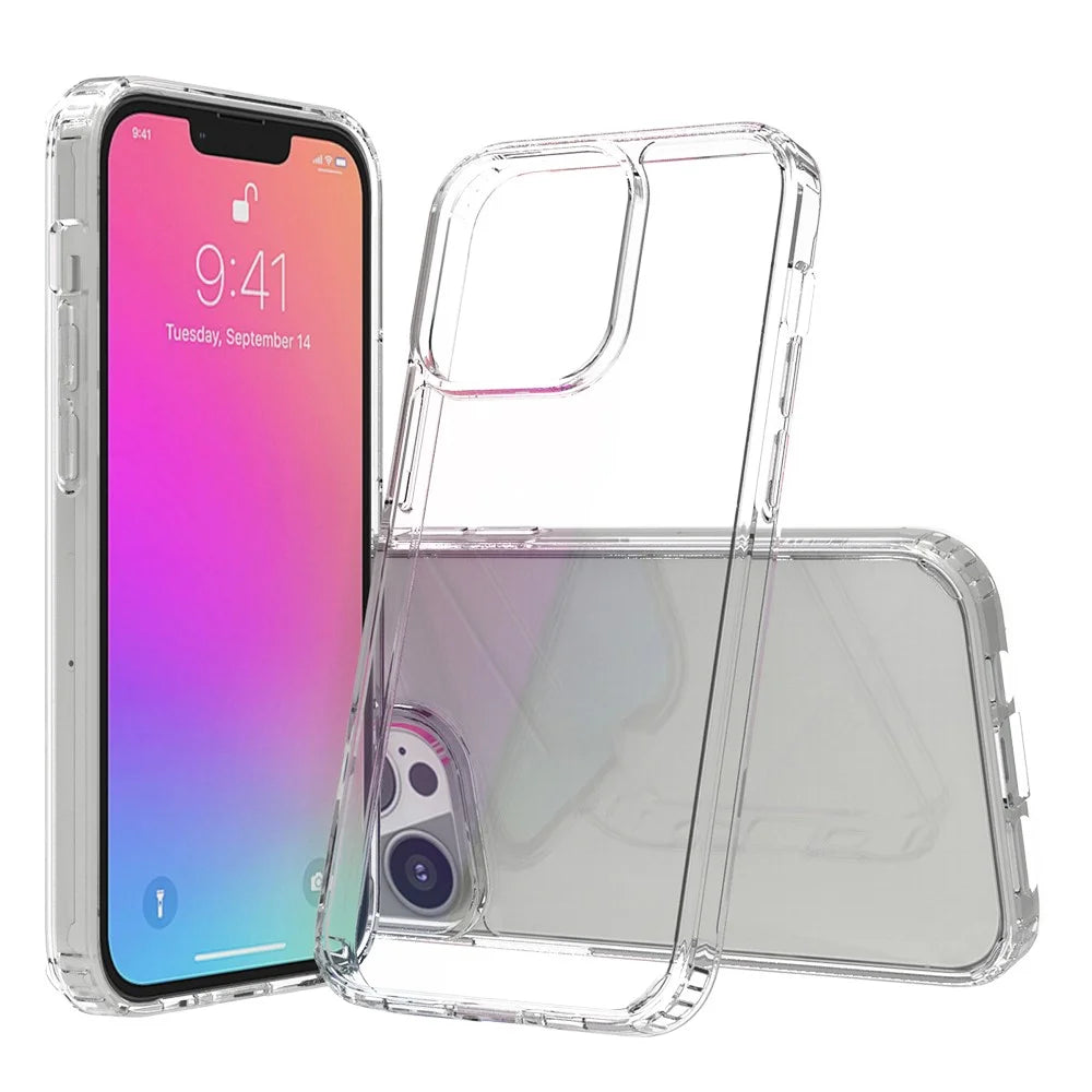 Ultra Clear Shockproof Solid Acrylic Back Reinforced Soft TPU Frame Cover for iPhone 13 Pro 6.1 inch - 1