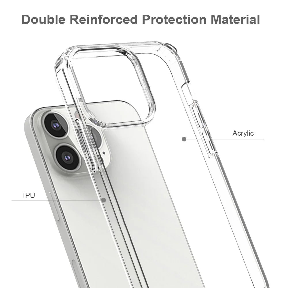 Ultra Clear Shockproof Solid Acrylic Back Reinforced Soft TPU Frame Cover for iPhone 13 Pro 6.1 inch - 2