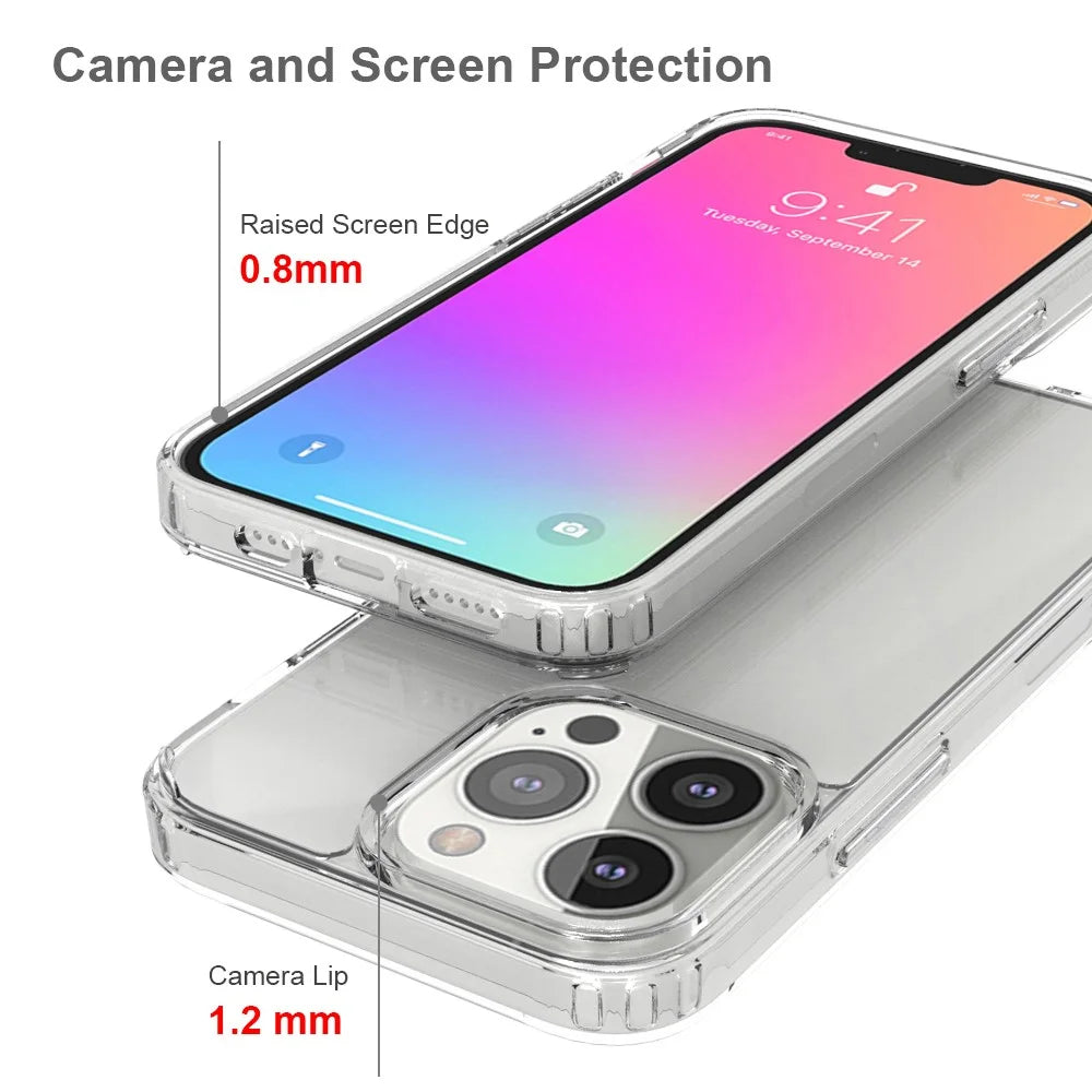 Ultra Clear Shockproof Solid Acrylic Back Reinforced Soft TPU Frame Cover for iPhone 13 Pro 6.1 inch - 3