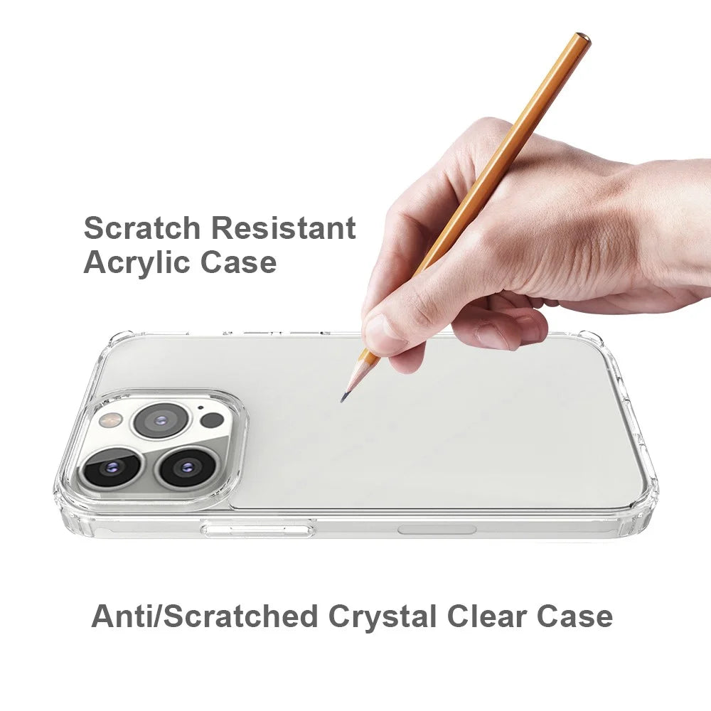 Ultra Clear Shockproof Solid Acrylic Back Reinforced Soft TPU Frame Cover for iPhone 13 Pro 6.1 inch - 5