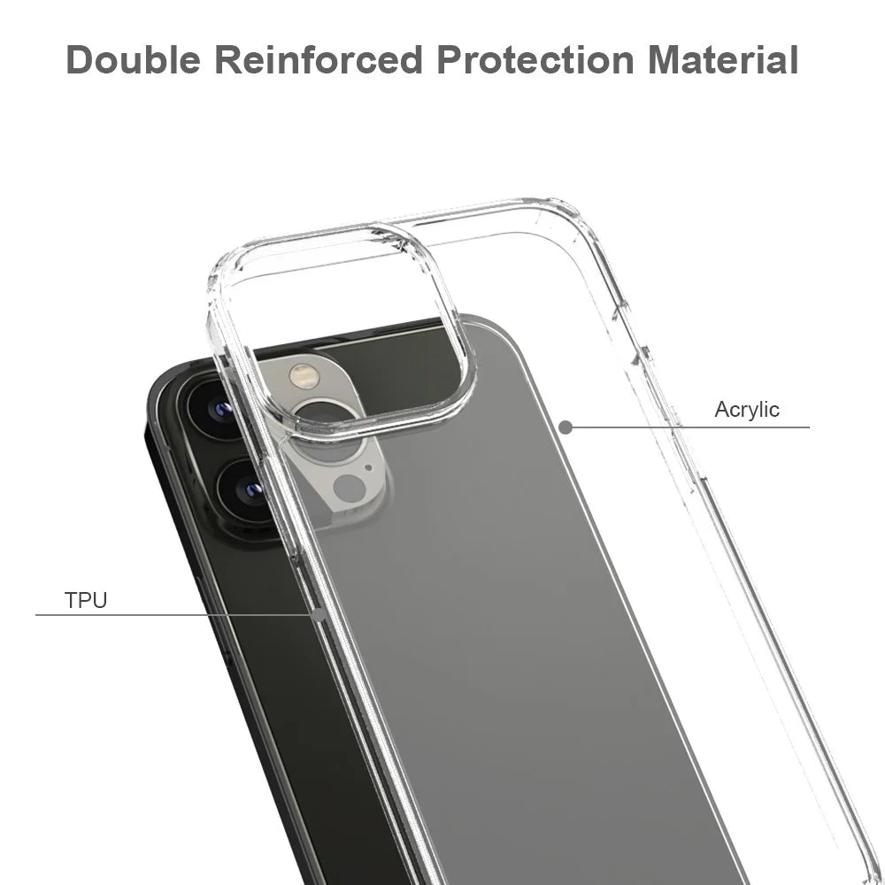 Anti-Scratch Slim Clear Hard Acrylic + Soft TPU Bumper Hard Back Shockproof Protective Case for iPhone 13 Pro Max 6.7 inch - 2