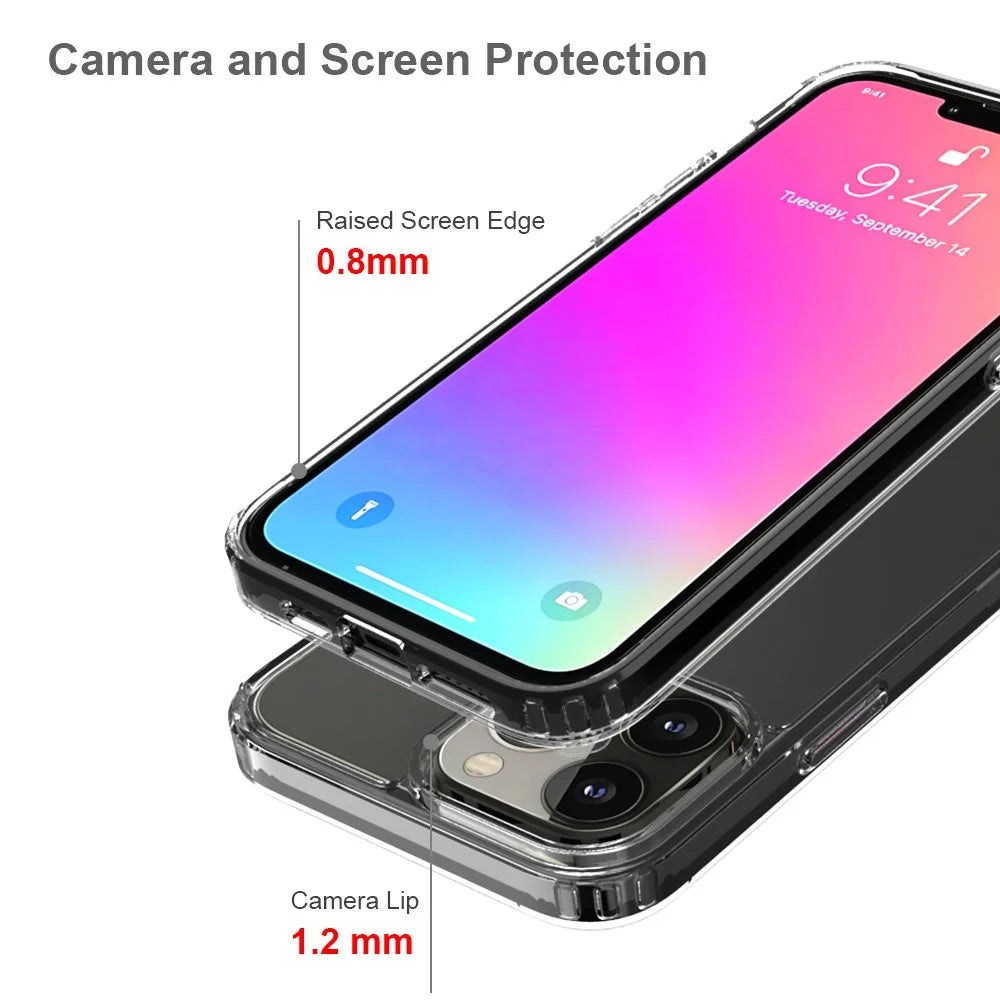 Anti-Scratch Slim Clear Hard Acrylic + Soft TPU Bumper Hard Back Shockproof Protective Case for iPhone 13 Pro Max 6.7 inch - 3