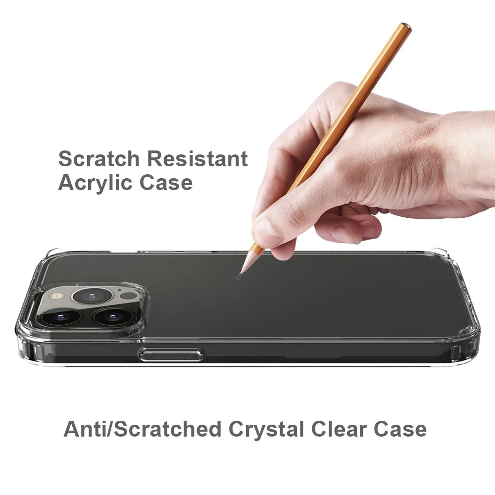 Anti-Scratch Slim Clear Hard Acrylic + Soft TPU Bumper Hard Back Shockproof Protective Case for iPhone 13 Pro Max 6.7 inch - 5