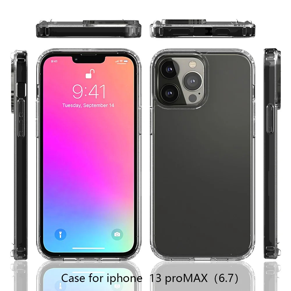 Anti-Scratch Slim Clear Hard Acrylic + Soft TPU Bumper Hard Back Shockproof Protective Case for iPhone 13 Pro Max 6.7 inch - 6