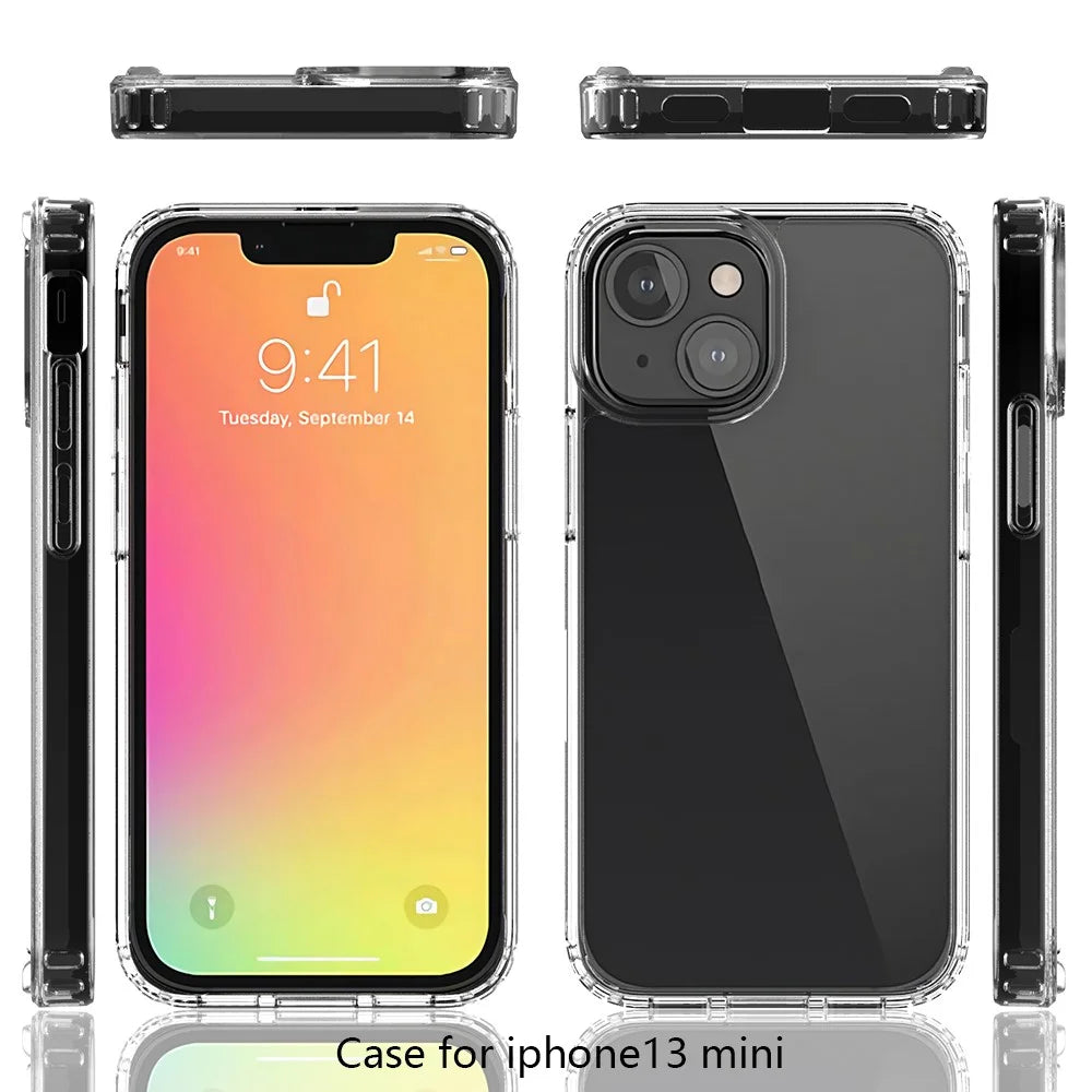 Anti-Scratch Shockproof Acrylic + TPU Bumper Transparent Protective Back Case for iPhone 13 mini 5.4 inch - 6