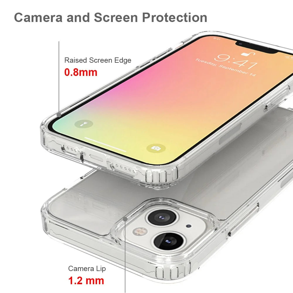 Crystal Clear for iPhone 13 6.1 inch, Acrylic + TPU Shockproof Protective Phone Cover - 3