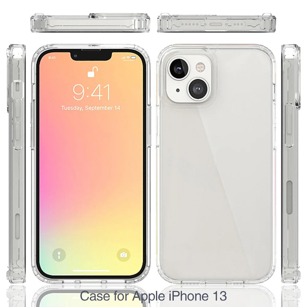 Crystal Clear for iPhone 13 6.1 inch, Acrylic + TPU Shockproof Protective Phone Cover - 6