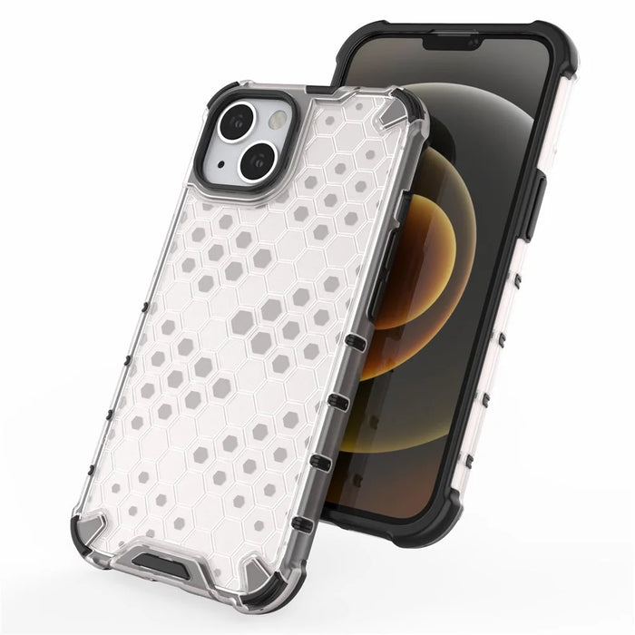 Honeycomb Pattern Phone Shell TPU + PC Hybrid Case Cover for iPhone 13 6.1 inch - Grey - 6