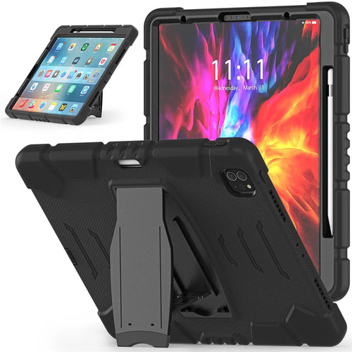 King Kong Series Shockproof 3 Layers Full Body Protection Cover with Magnetic Pencil Holder for iPad Pro 12.9 (2022) / (2021) / (2020) / (2018) - Black - 1