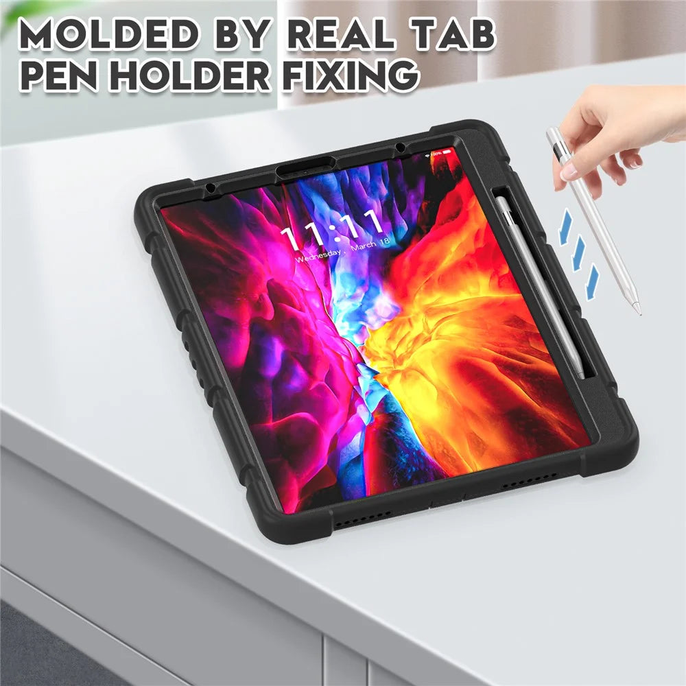 King Kong Series Shockproof 3 Layers Full Body Protection Cover with Magnetic Pencil Holder for iPad Pro 12.9 (2022) / (2021) / (2020) / (2018) - Black - 4