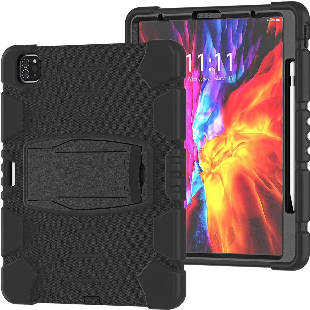 King Kong Series Shockproof 3 Layers Full Body Protection Cover with Magnetic Pencil Holder for iPad Pro 12.9 (2022) / (2021) / (2020) / (2018) - Black - 5