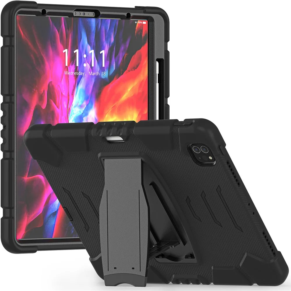 King Kong Series Shockproof 3 Layers Full Body Protection Cover with Magnetic Pencil Holder for iPad Pro 12.9 (2022) / (2021) / (2020) / (2018) - Black - 6