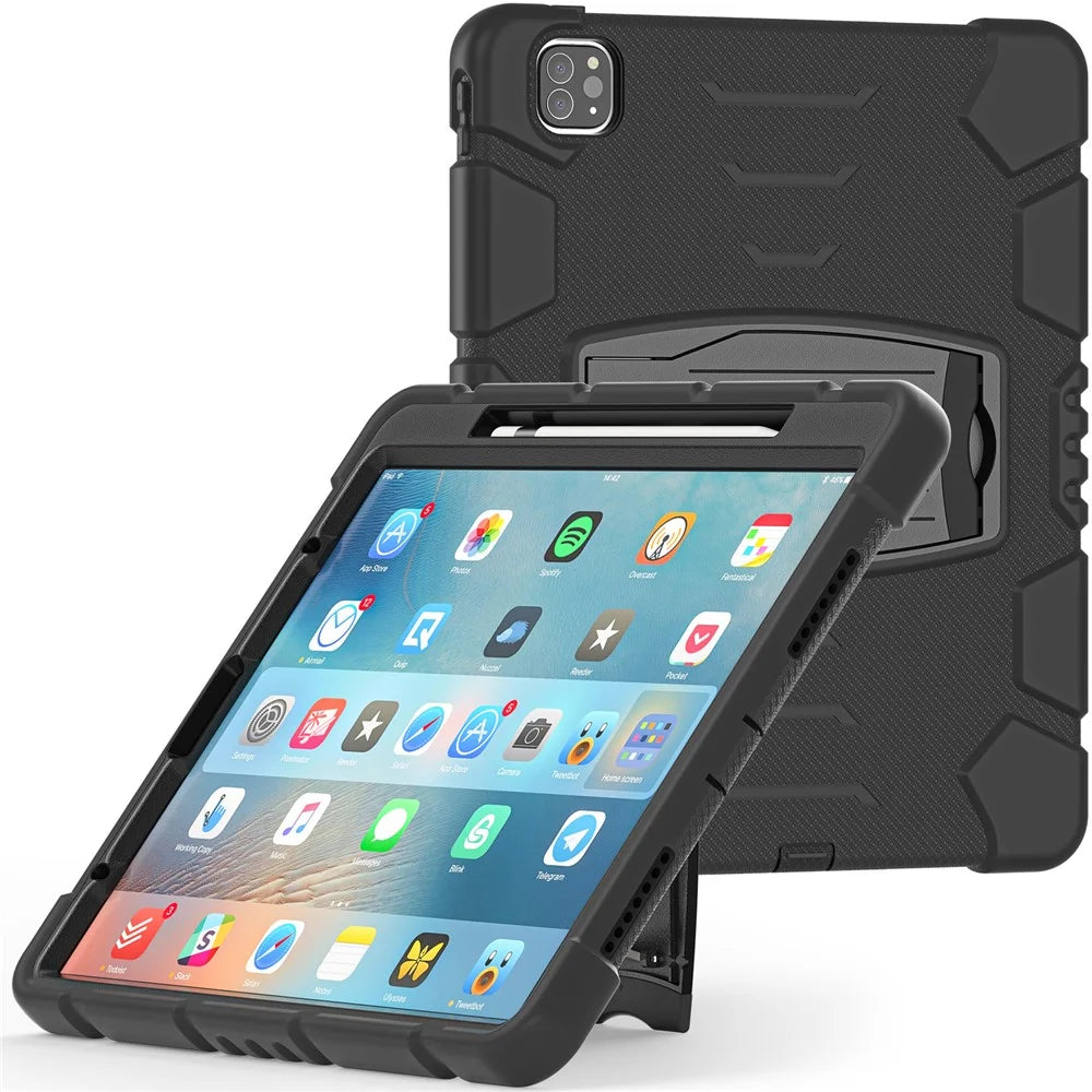 King Kong Series Shockproof 3 Layers Full Body Protection Cover with Magnetic Pencil Holder for iPad Pro 12.9 (2022) / (2021) / (2020) / (2018) - Black - 7