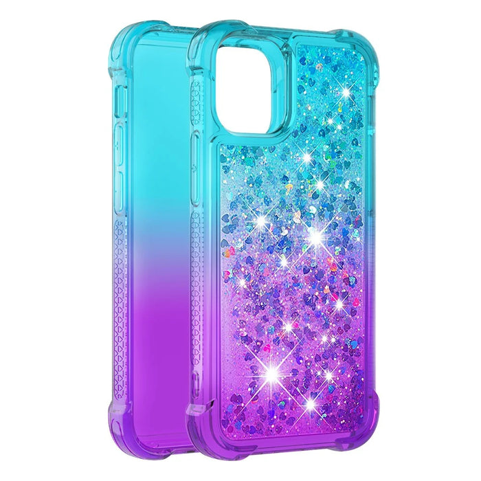 Gradient Quicksand Series Flowing Liquid Floating Soft TPU Cover for iPhone 13 6.1 inch - Sky Blue/Purple - 3