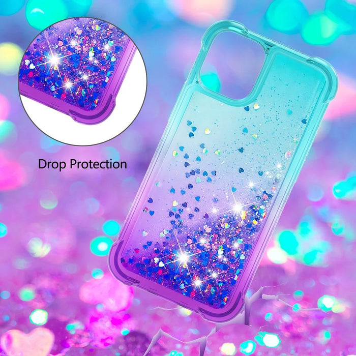 Gradient Quicksand Series Flowing Liquid Floating Soft TPU Cover for iPhone 13 6.1 inch - Sky Blue/Purple - 5
