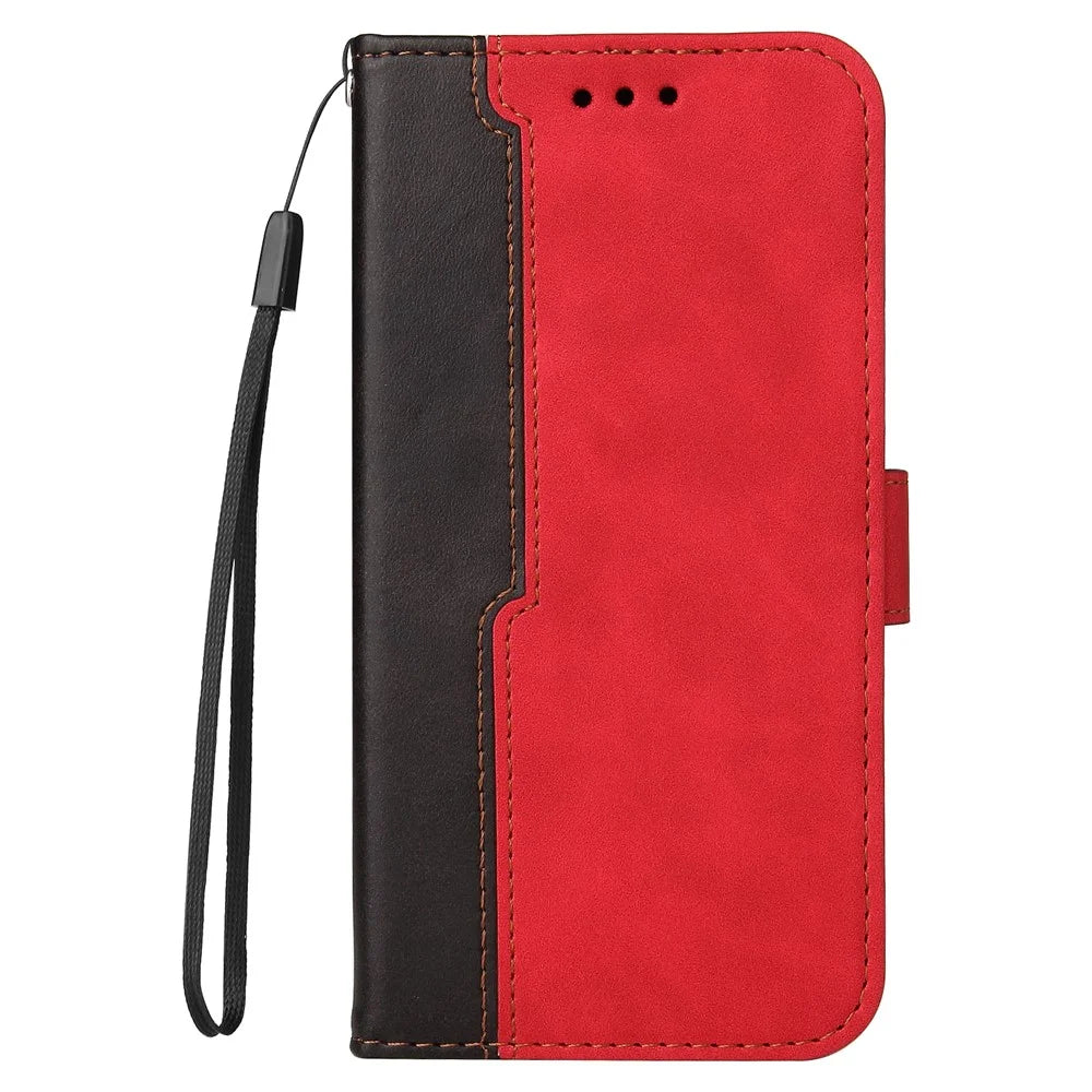 Business Style Anti-drop Dual-color Splicing Design Phone Case for iPhone 13 6.1 inch - Red - 2
