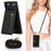 Shockproof Kickstand Design PU Leather Coated TPU Hybrid Case Phone Shell with Lanyard for iPhone 12 / 12 Pro - Black - 4