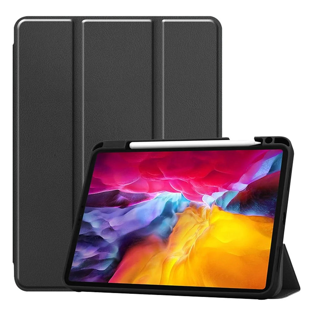 ENKAY HAT PRINCE Tri-fold Stand Auto Wake / Sleep PU Leather Tablet Case with Pen Slot for iPad Pro 11 (2022) /  (2021) / (2020) - Black - 1