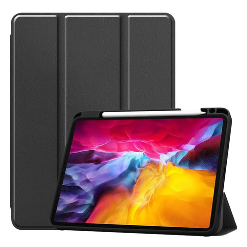 ENKAY HAT PRINCE Tri-fold Stand Auto Wake / Sleep PU Leather Tablet Case with Pen Slot for iPad Pro 11 (2022) /  (2021) / (2020) - Black - 1
