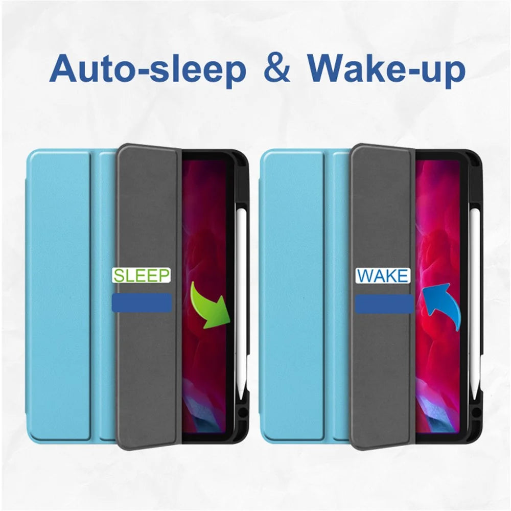 ENKAY HAT PRINCE Tri-fold Stand Auto Wake / Sleep PU Leather Tablet Case with Pen Slot for iPad Pro 11 (2022) /  (2021) / (2020) - Black - 2