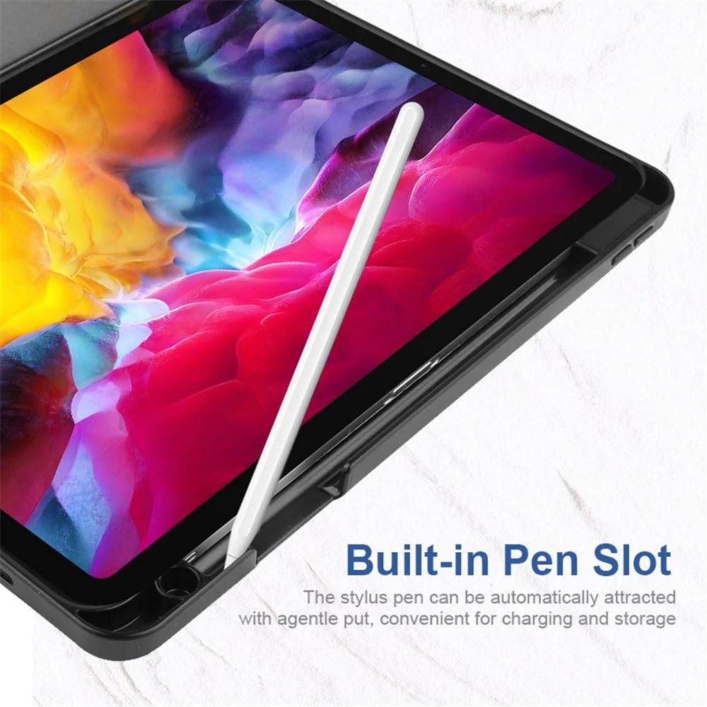 ENKAY HAT PRINCE Tri-fold Stand Auto Wake / Sleep PU Leather Tablet Case with Pen Slot for iPad Pro 11 (2022) /  (2021) / (2020) - Black - 4