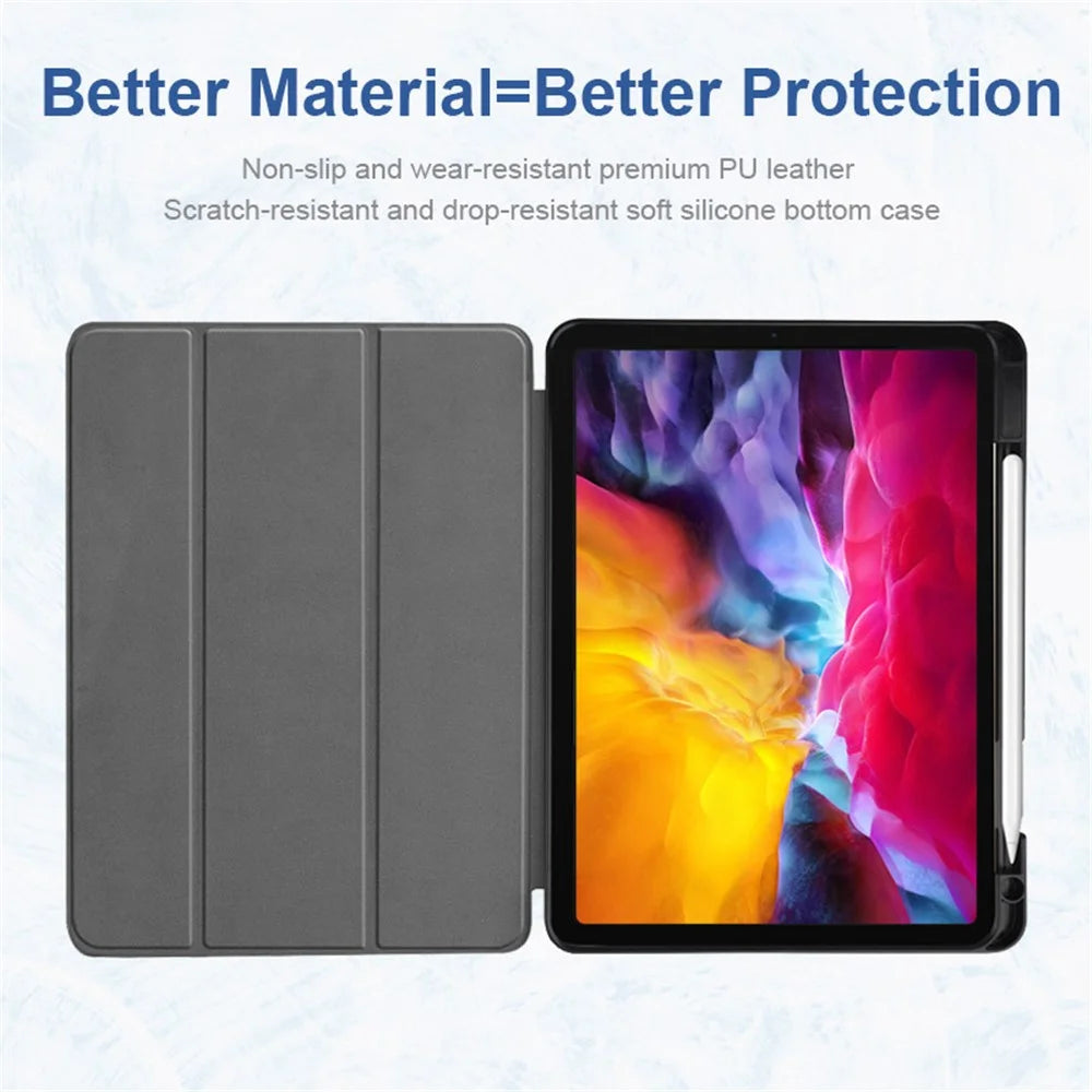 ENKAY HAT PRINCE Tri-fold Stand Auto Wake / Sleep PU Leather Tablet Case with Pen Slot for iPad Pro 11 (2022) /  (2021) / (2020) - Black - 6