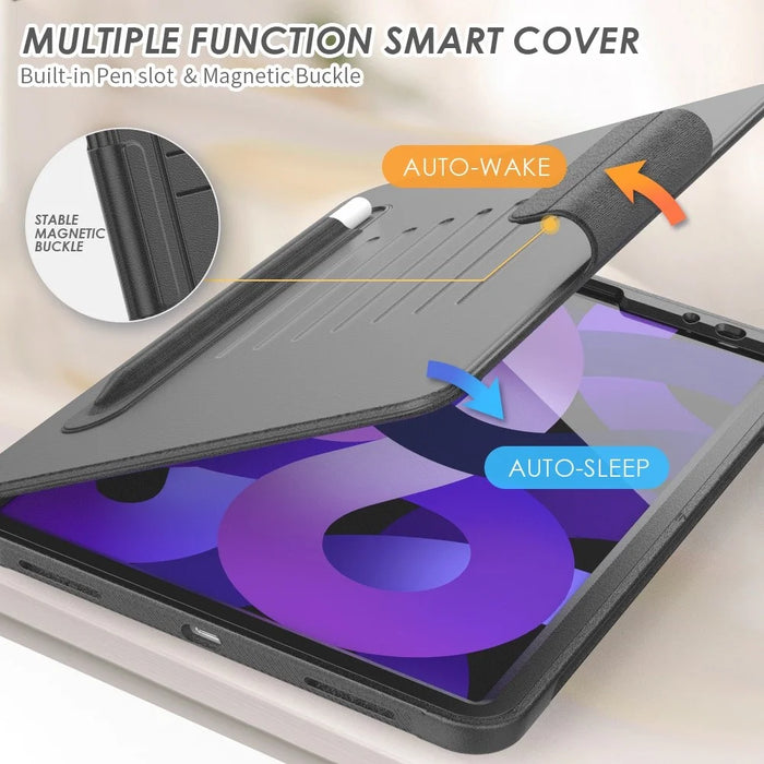 Auto Wake / Sleep Function Multiple Angle Kickstand Leather Tablet Case Shell with Card Holder for iPad Pro 11 (2022) /  (2021) / (2020) / (2018) / Air (2022) / (2020) - Black - 5