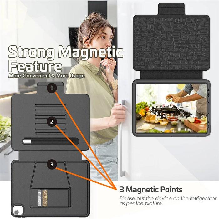 Auto Wake / Sleep Function Multiple Angle Kickstand Leather Tablet Case Shell with Card Holder for iPad Pro 11 (2022) /  (2021) / (2020) / (2018) / Air (2022) / (2020) - Black - 7