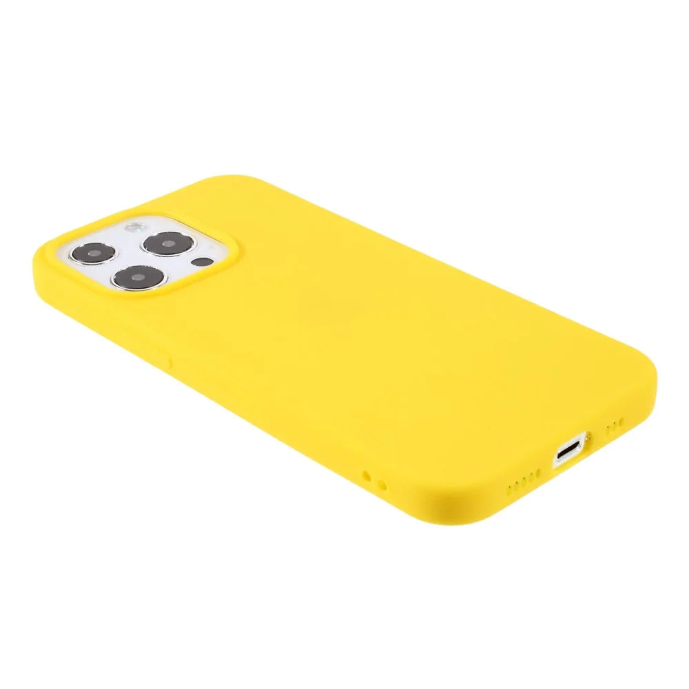 For iPhone 13 Pro 6.1 inch Slim Surface Layer Smooth Matte Soft Flexible TPU Cover - Yellow - 4
