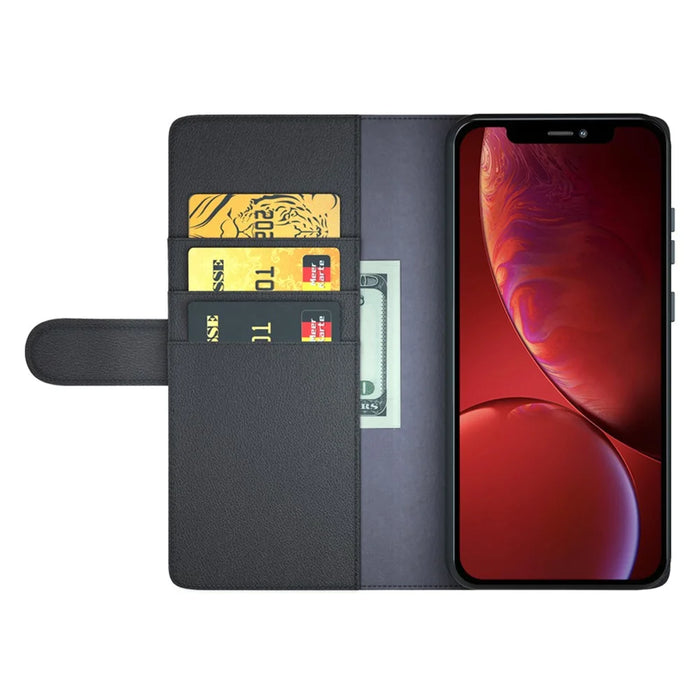 For iPhone 13 Split Leather Full Protection Phone Shell Protective Case with Waller Stand - Black - 2