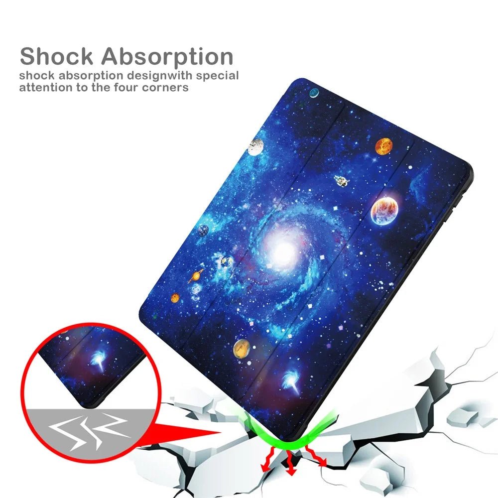Pattern Printing Tri-fold Stand PU Leather Tablet Case Cover for iPad 10.2 (2021)/(2020)/(2019) - Universe - 2