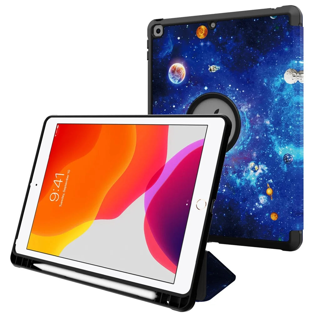 Pattern Printing Tri-fold Stand PU Leather Tablet Case Cover for iPad 10.2 (2021)/(2020)/(2019) - Universe - 4