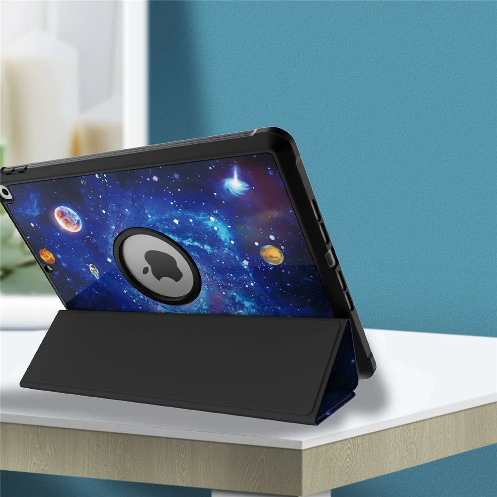 Pattern Printing Tri-fold Stand PU Leather Tablet Case Cover for iPad 10.2 (2021)/(2020)/(2019) - Universe - 6