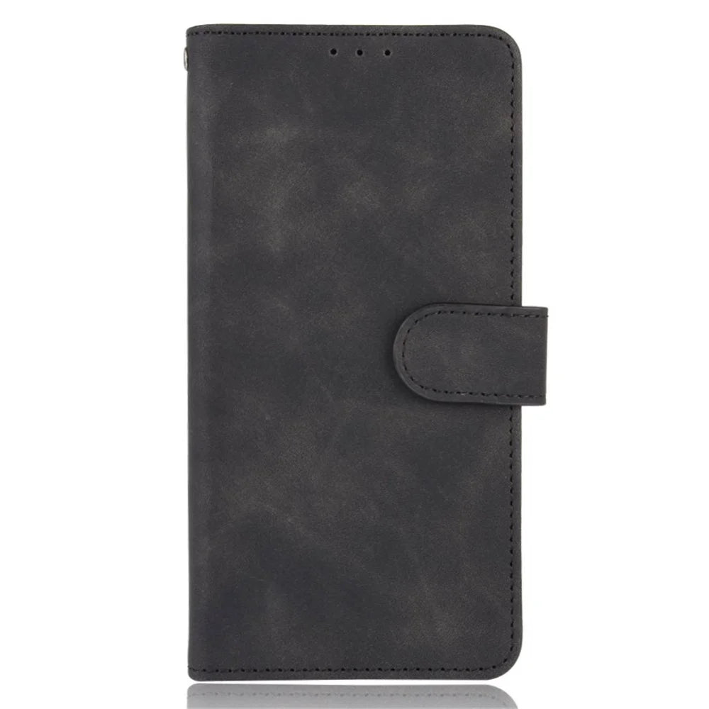 Skin-touch PU Leather Soft Anti-Slip Scratch Resistant Full Body Protective Stand Cover for iPhone 13 mini 5.4 inch - Black - 2