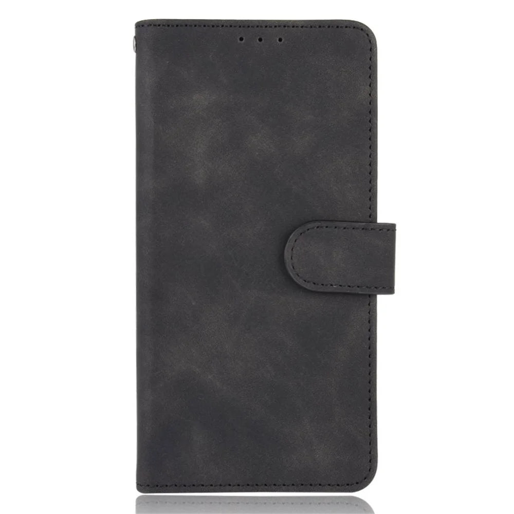 Skin-Touch Stand Feature PU Leather Protective Flip Folio Cover for iPhone 13 6.1 inch - Black - 2
