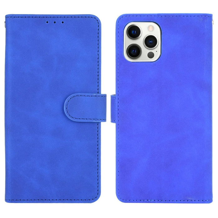 Skin-Touch PU Leather Wallet Case Flip Protective Phone Cover for iPhone 13 Pro 6.1 inch - Blue - 1