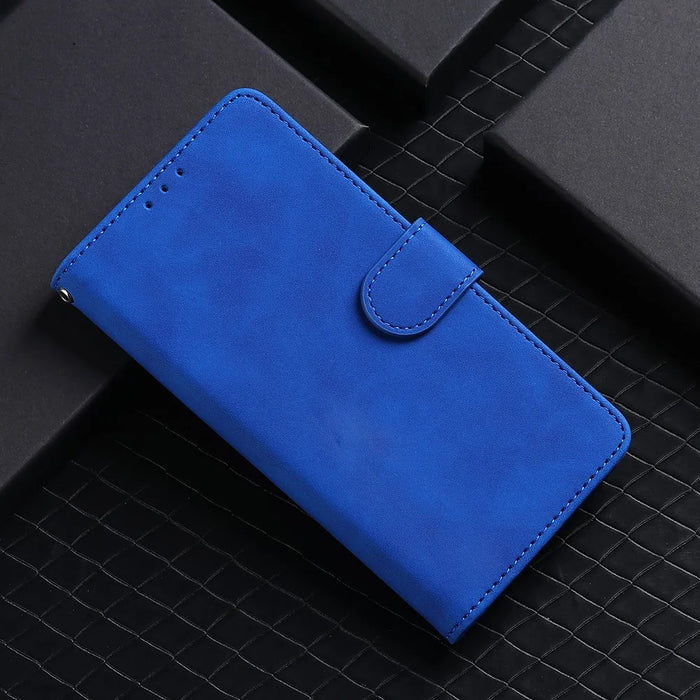 Skin-Touch PU Leather Wallet Case Flip Protective Phone Cover for iPhone 13 Pro 6.1 inch - Blue - 7