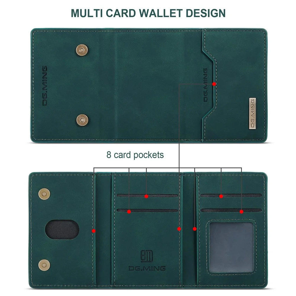 DG.MING M2 Series Detachable 2 in 1 Magnetic Wallet Design Phone Hybrid Case Shell with Kickstand for iPhone XR 6.1 inch - Green - 7