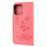 Leather Wallet Case Imprint Butterfly Flower Phone Case with Stand for iPhone 13 mini 5.4 inch - Pink - 3