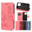 Leather Wallet Case Imprint Butterfly Flower Phone Case with Stand for iPhone 13 mini 5.4 inch - Pink - 7