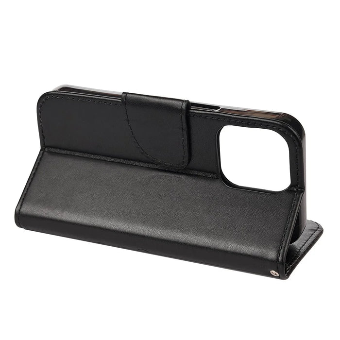 Well-protected Butterfly Flower Imprint Leather Wallet Phone Stand Case for iPhone 13 6.1 inch - Black - 6