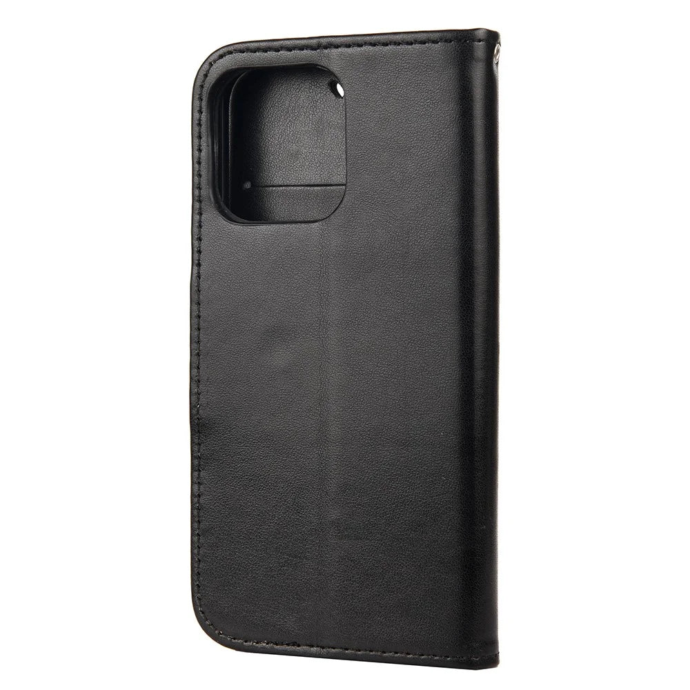 Full Protective Butterfly Flower Imprint Leather Wallet Phone Cover with Stand for iPhone 13 mini 5.4 inch - Black - 3