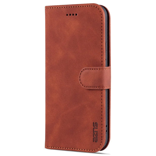 AZNS PU Leather All-round Protection Phone Cover Wallet Stand Case for iPhone 12 Pro Max 6.7 inch - Brown - 2